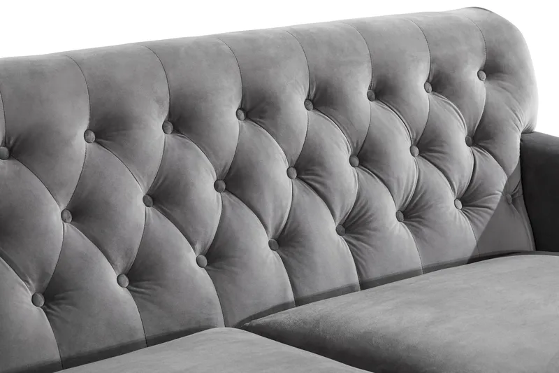 Howard Riviera 3-istuttava Samettisohva - Vaaleanharmaa - Huonekalut - Sohva - 3:n istuttava sohva