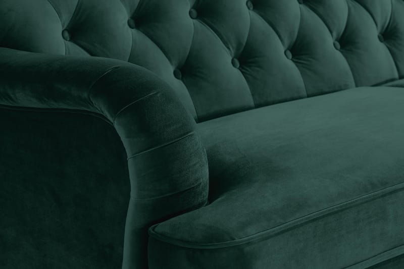 Howard Riviera 3-istuttava Samettisohva - Vihreä - Huonekalut - Sohva - 3:n istuttava sohva