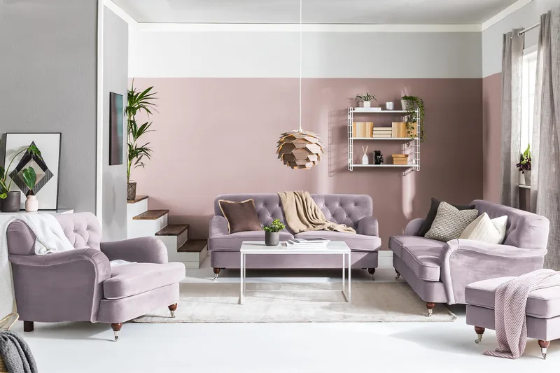 Howard Riviera 3-istuttava Samettisohva - Violetti - Huonekalut - Sohva - 3:n istuttava sohva