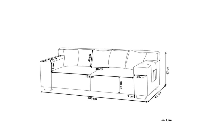 Lahall manchester-sohva 200 cm - Harmaa - Huonekalut - Sohva - 3:n istuttava sohva