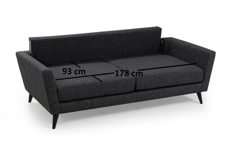 Mangia 3-istuttava vuodesohva 93x178 cm kangasta - Antrasiitti - Huonekalut - Sohva - Vuodesohva - 3 istuttava vuodesohva
