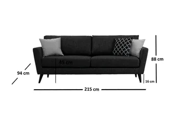 Mangia 3-istuttava vuodesohva 93x178 cm kangasta - Antrasiitti - Huonekalut - Sohva - Vuodesohva - 3 istuttava vuodesohva