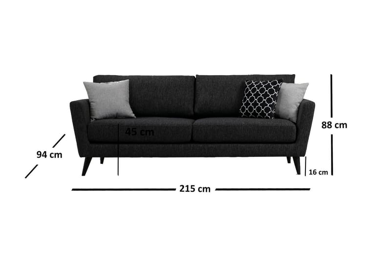 Mangia 3-istuttava vuodesohva 93x178 cm kangasta - Antrasiitti - Huonekalut - Sohva - Vuodesohva - 3 istuttava vuodesohva