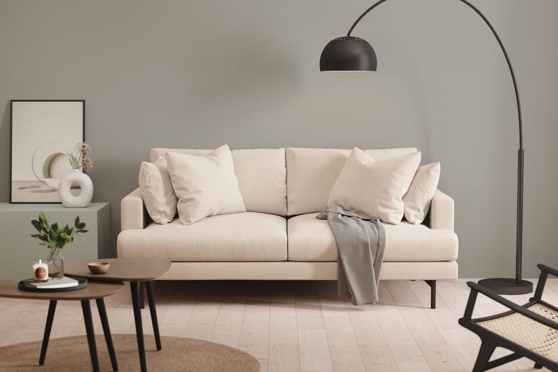 Menard 3-istuttava Syvä Kangassohva 205 cm leveä - Beige - Huonekalut - Sohva - 3:n istuttava sohva
