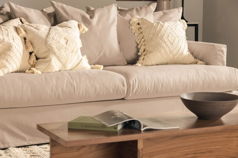 Menard 3-istuttava Syvä Kangassohva - Beige - Huonekalut - Sohva - 3:n istuttava sohva