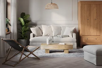 Menard 3-istuttava Syvä Kangassohva - Beige - Huonekalut - Sohva - 3:n istuttava sohva