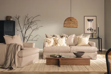 Menard 3-istuttava Syvä Kangassohva - Beige - Huonekalut - Sohva - 3:n istuttava sohva