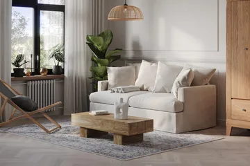 Menard 3-istuttava Syvä Kangassohva - Beige - Huonekalut - Sohva - 3:n istuttava sohva