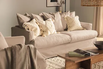 Menard 3-istuttava Syvä Kangassohva - Beige - Huonekalut - Sohva - 3:n istuttava sohva