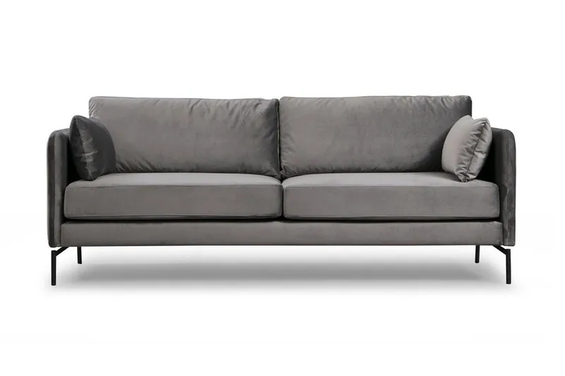 Mezonzo 3-istuttava samettisohva 217 cm korkeilla jaloilla, Harmaa