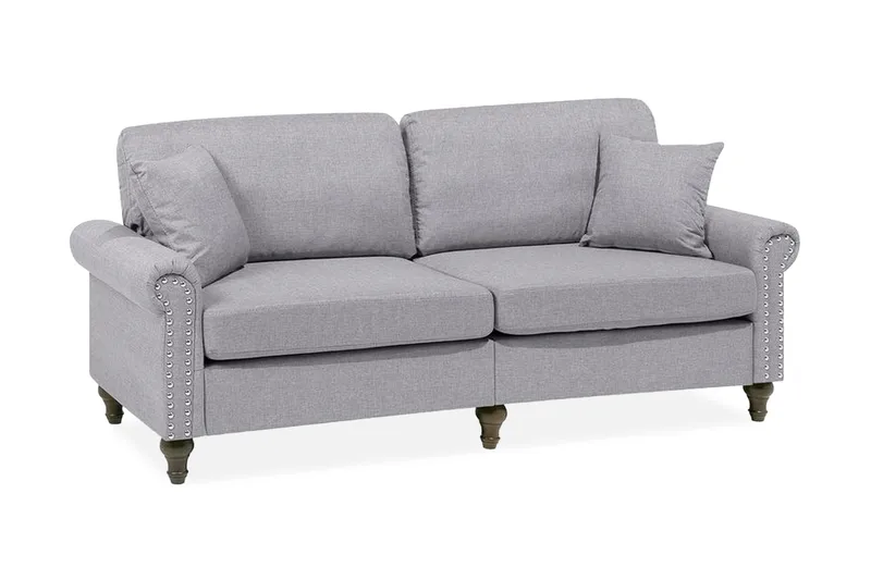 Otra 3-istuttava syvä Chesterfield sohva kangasta, Harmaa