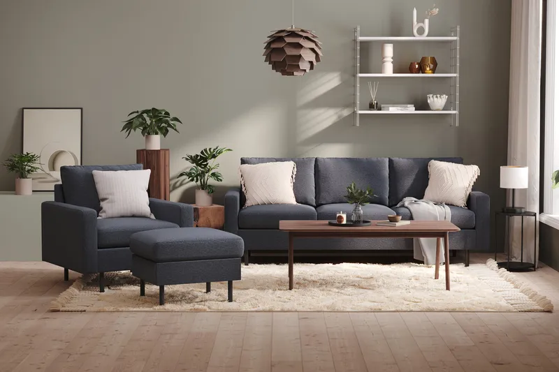 Peppe 3-istuttava Kangassohva - Tummanharmaa - Huonekalut - Sohva - 3:n istuttava sohva