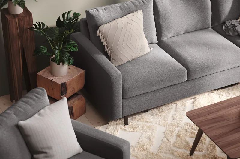 Peppe 3-istuttava Kangassohva - Vaaleanharmaa - Huonekalut - Sohva - 3:n istuttava sohva