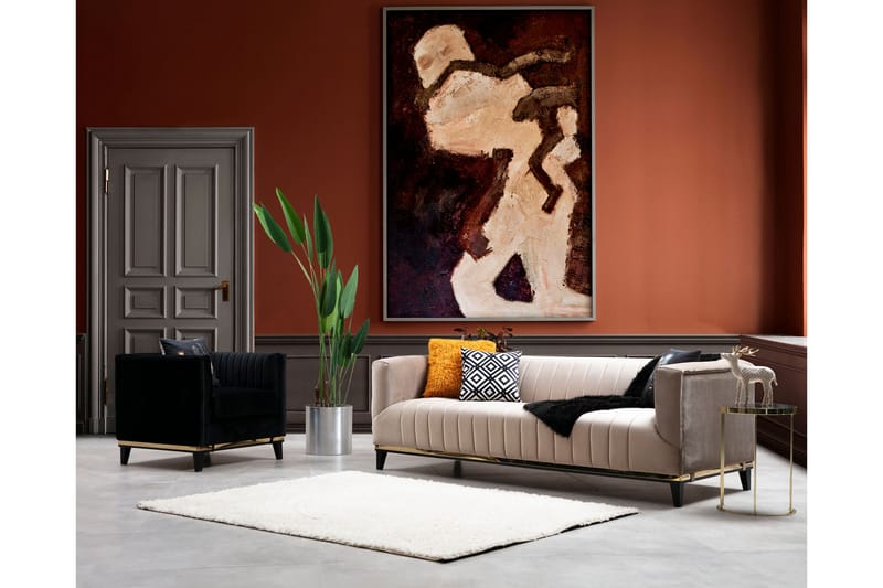 Sohva 3:n ist Coonamble - Beige - Huonekalut - Sohva - 3:n istuttava sohva