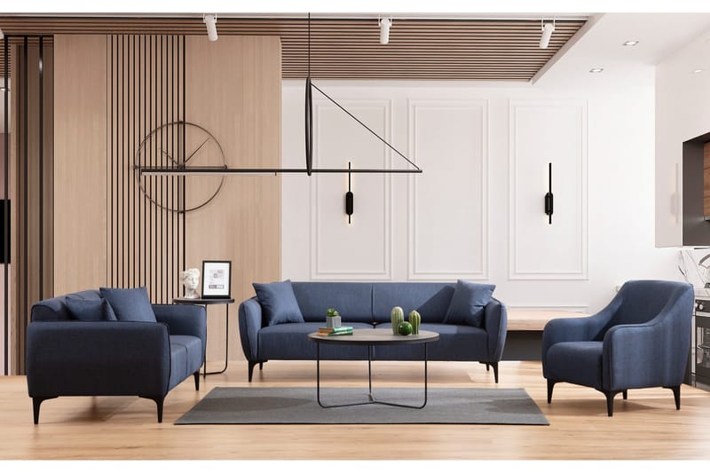 Sohva 3:n ist Wangaratta - Sininen - Huonekalut - Sohva - 3:n istuttava sohva