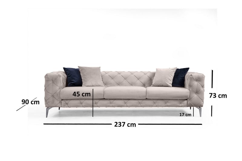 Sohva Canunda 3:n ist - Beige - Huonekalut - Sohva - 3:n istuttava sohva
