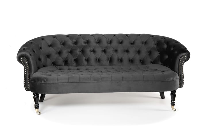 Sohva Chester Ludovic 3:n ist - Tummanharmaa - 3:n istuttava sohva - Howard-sohvat - Samettisohva