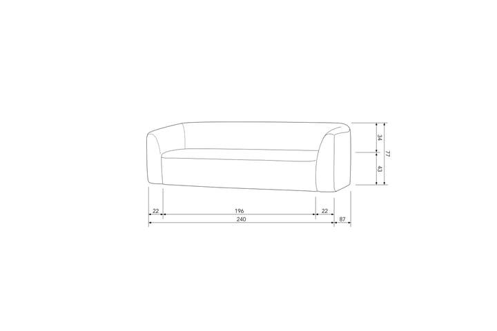 Sohva Mooli 3-istuttava - Luonnonvalkoinen - 3:n istuttava sohva - Sohva
