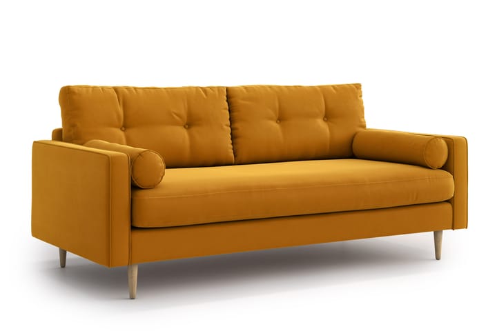 Sohva Stephanie 3:n ist - Keltainen - 3:n istuttava sohva - Sohva