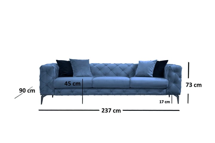 Sohva Udabe 3:n ist - Sininen - 3:n istuttava sohva - Sohva