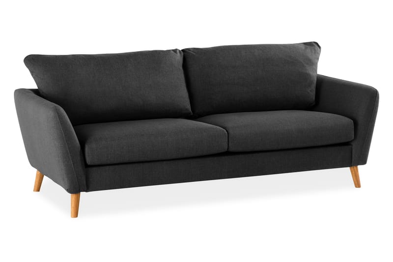Trend 3-istuttava sohva 218 cm kaarevilla käsinojilla kangasta, Harmaa|Musta