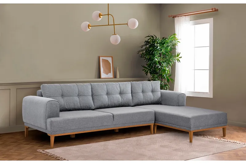 4-istuttava Sohva Divaanilla Vinadi - Harmaa - Huonekalut - Sohva - Divaanisohva