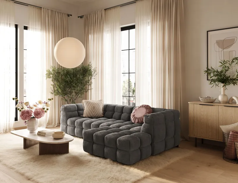 4-istuttava Sohva Elise divaanilla Oikea - Tummanharmaa - Huonekalut - Sohva - Divaanisohva