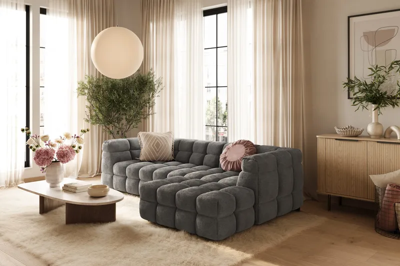 4-istuttava Sohva Elise divaanilla Oikea - Tummanharmaa - Huonekalut - Sohva - Divaanisohva