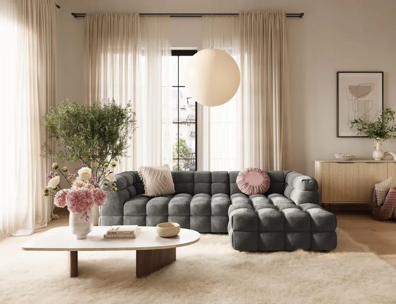 4-istuttava Sohva Elise divaanilla Oikea - Tummanharmaa - Huonekalut - Sohva - Divaanisohva