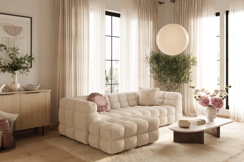 4-istuttava Sohva Elise divaanilla Vasemmalla - Beige Teddy - Huonekalut - Sohva - Divaanisohva
