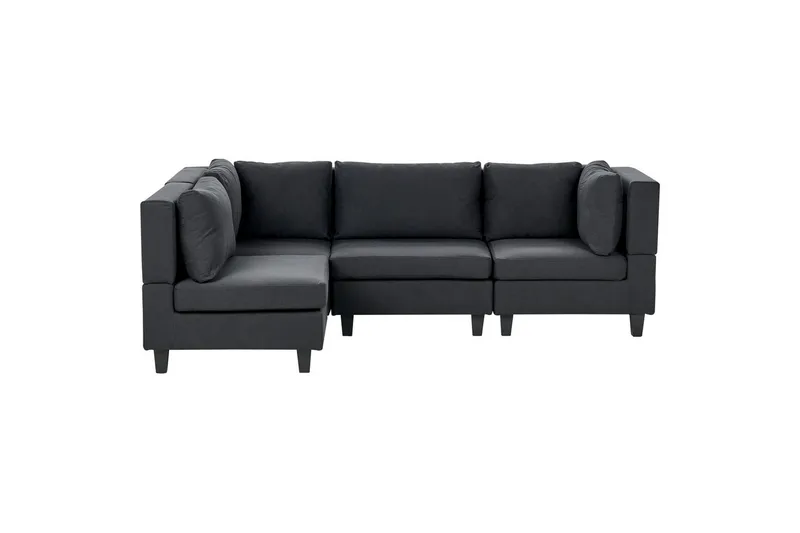 4-sits Hörnsoffa Beliani Unstad Beige/svart, Högervänd, Polyester Black - Huonekalut - Sohva - Moduulisohva