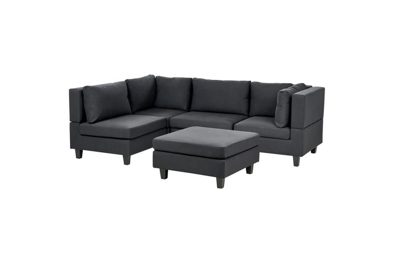 4-sits Hörnsoffa med fotpall Beliani Unstad Beige/svart Black - Huonekalut - Sohva - Moduulisohva