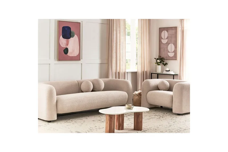 4-sits Soffgrupp Beliani Leiren Beige Beige - Huonekalut - Sohva - Sohvaryhmä