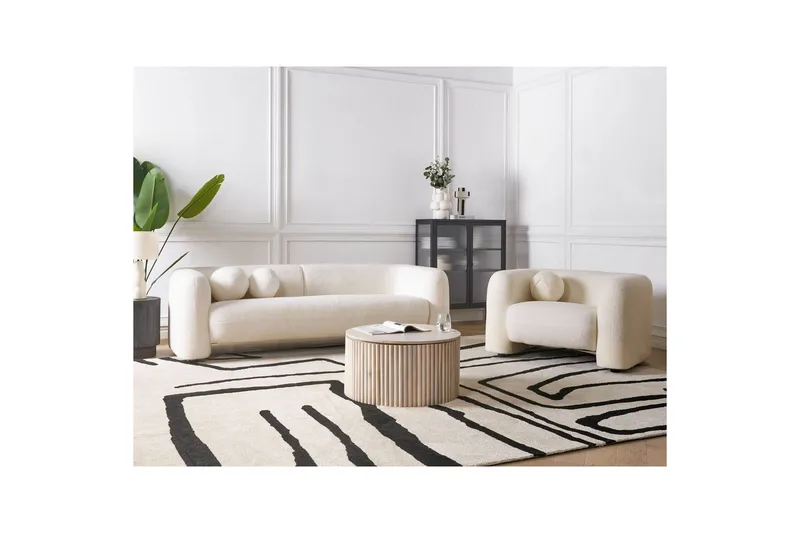 4-sits Soffgrupp Beliani Leiren Beige White - Huonekalut - Sohva - Sohvaryhmä