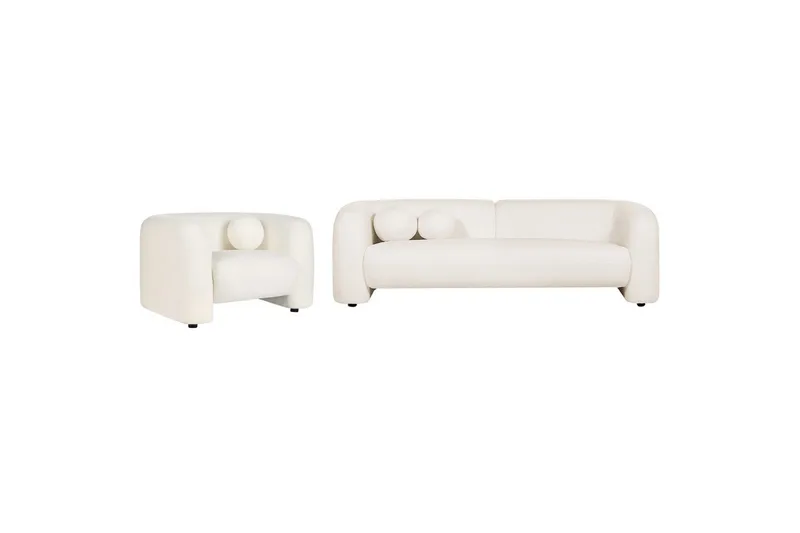 4-sits Soffgrupp Beliani Leiren Beige White - Huonekalut - Sohva - Sohvaryhmä