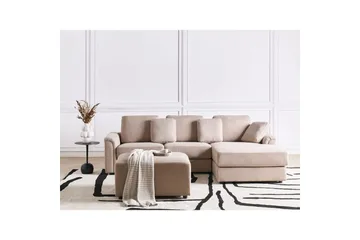 4-sitssoffa Beliani Kohlo Beige/svart, Högervänd Taupe Right-faced - Beige - Huonekalut - Sohva - Sohvaryhmä
