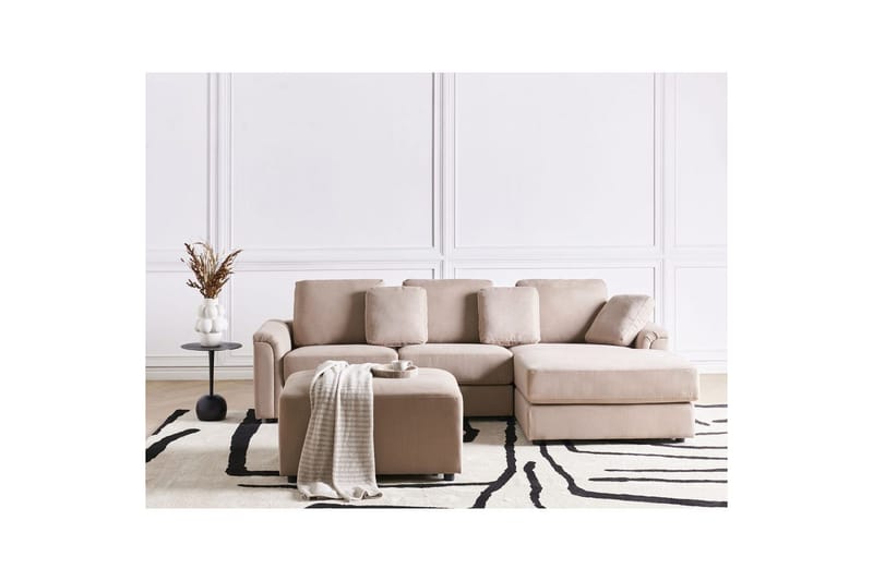 4-sitssoffa Beliani Kohlo Beige/svart, Högervänd Taupe Right-faced - Beige - Huonekalut - Sohva - Sohvaryhmä