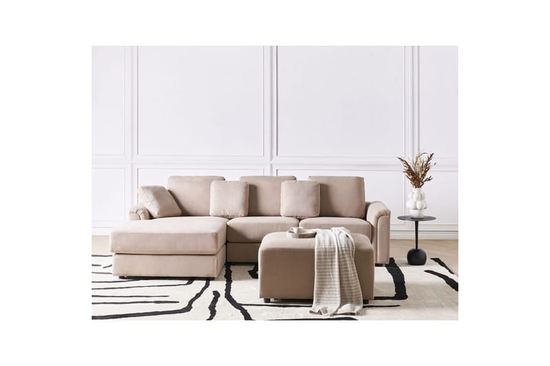 4-sitssoffa Beliani Kohlo Beige/svart, Högervänd Taupe||Black Left-faced - Huonekalut - Sohva - Sohvaryhmä