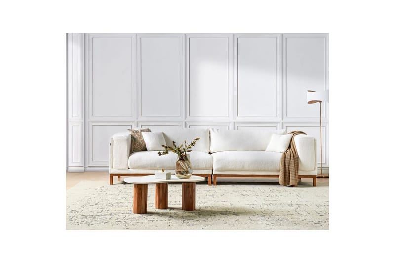 4-sitssoffa Beliani Veng Beige, ljust trä White||Light colored wood - Huonekalut - Sohva