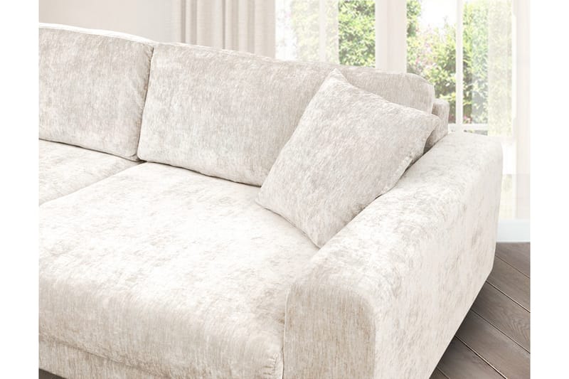 4:n ist Samettisohva Sarnon - Beige/Tammi - Huonekalut - Sohva - 4:n istuttava sohva
