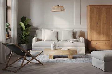 Menard 4-istuttava Syvä Kangassohva - Beige - Huonekalut - Sohva - 4:n istuttava sohva