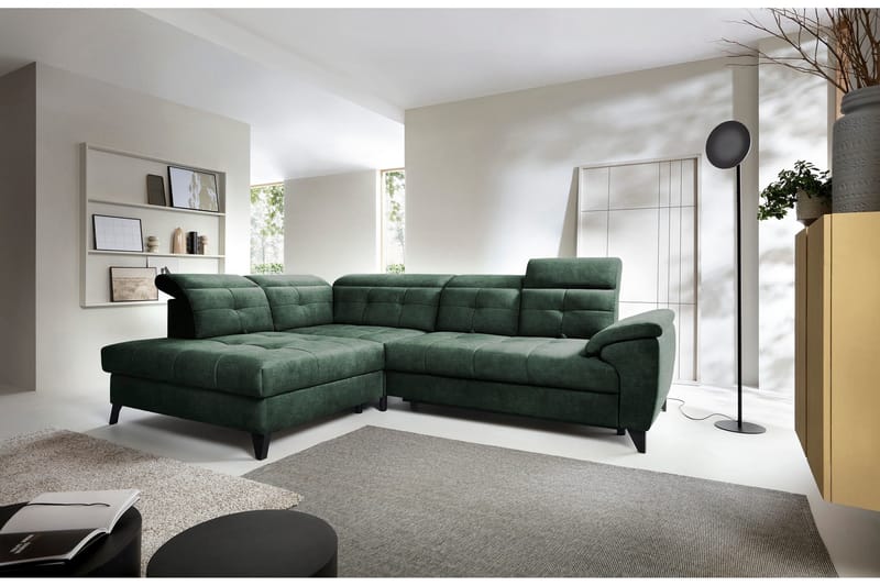 5-istuttava sohva chaiselongue Inferne - Tummanvihreä - Huonekalut - Sohva - Divaanisohva