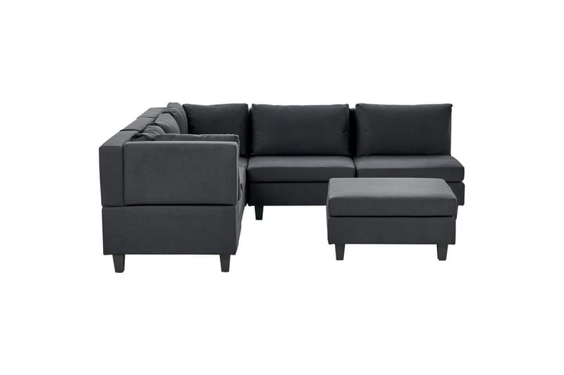 5-sits Hörnsoffa med fotpall Beliani Unstad Beige/svart, Högervänd, Polyester Black - Huonekalut - Sohva - Moduulisohva