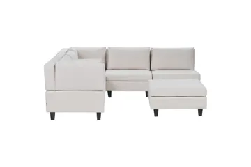 5-sits Hörnsoffa med fotpall Beliani Unstad Beige/svart, Högervänd, Polyester Beige, Black - Huonekalut - Sohva - Moduulisohva