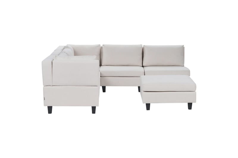 5-sits Hörnsoffa med fotpall Beliani Unstad Beige/svart, Högervänd, Polyester Beige, Black - Huonekalut - Sohva - Moduulisohva