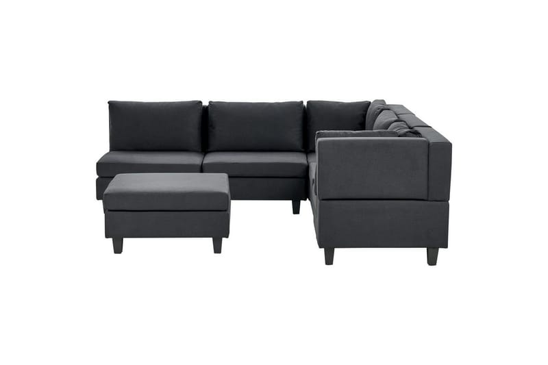 5-sits Hörnsoffa med fotpall Beliani Unstad Blå/Svart, Vänstervänd, Polyester Black - Huonekalut - Sohva - Moduulisohva