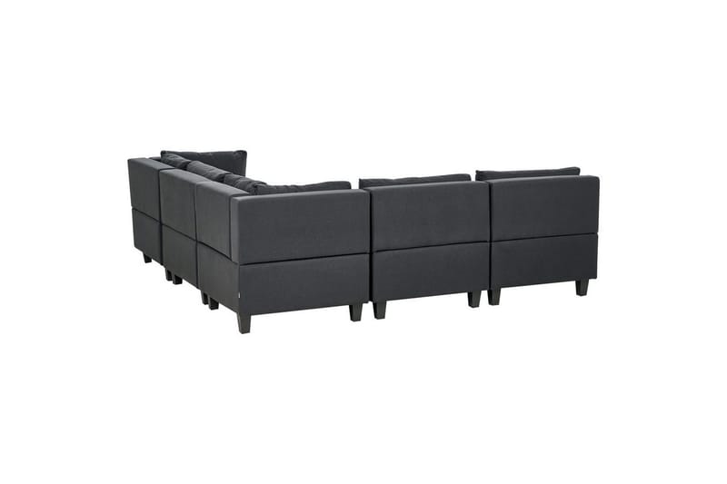 5-sits Hörnsoffa med fotpall Beliani Unstad Blå/Svart, Vänstervänd, Polyester Black - Huonekalut - Sohva - Moduulisohva