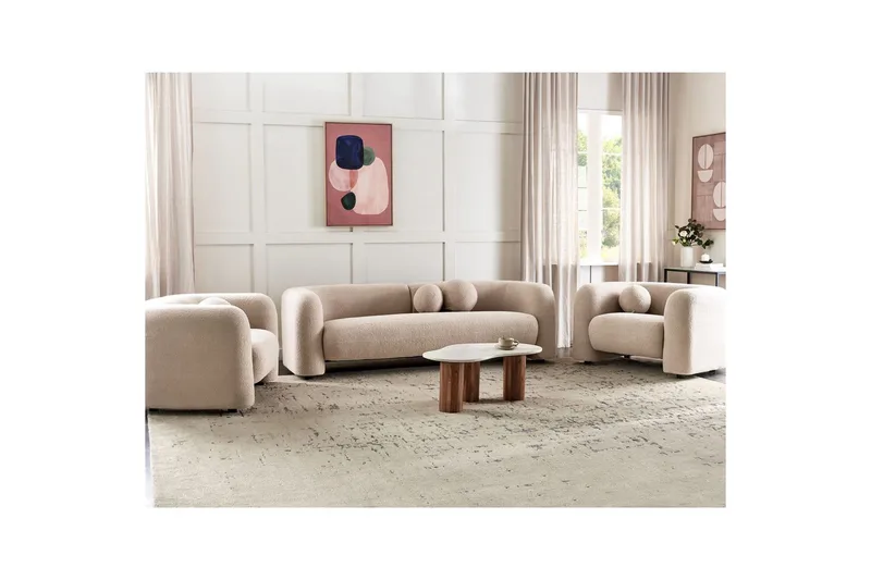 5-sits Soffgrupp Beliani Leiren Beige Beige - Huonekalut - Sohva - Sohvaryhmä