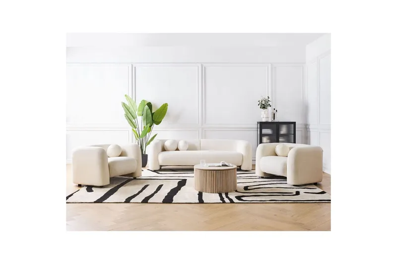 5-sits Soffgrupp Beliani Leiren Beige White - Huonekalut - Sohva - Sohvaryhmä