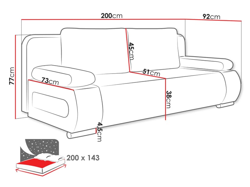 Adelma 2-istuttava Sohva - Huonekalut - Sohva - Vuodesohva